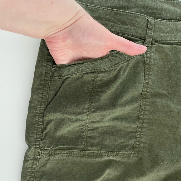 SMART SET Linen Blend Olive Green Capri Pants ~ Size 12 - Picture 5 of 16